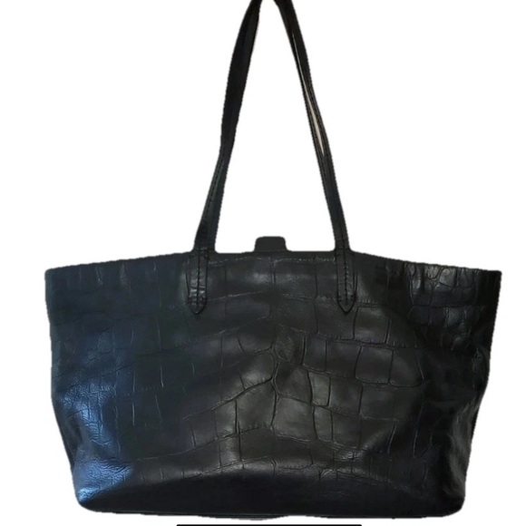 Brooks Brothers Croc- Embossed Leather Shoulder Tote - Picture 1 of 12